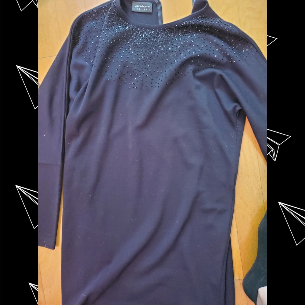 Vintage liz clairborne black beaded dress